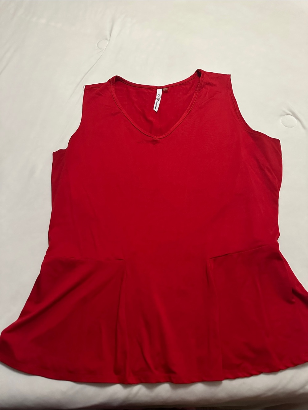 NY Collection Red V-Neck Sleeveless Peplum Tank